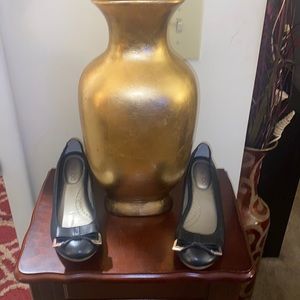 Me Too Beautiful Black Leather 2inch Wedges